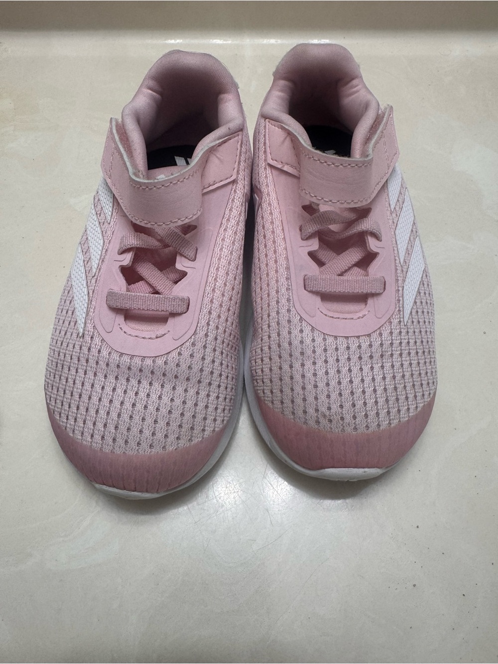 Adidas Clear Pink & White Toddler Athletic Sneakers With Hook And Loop – Size 9
